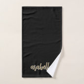 Design noir élégant avec script or (Serviette à main)