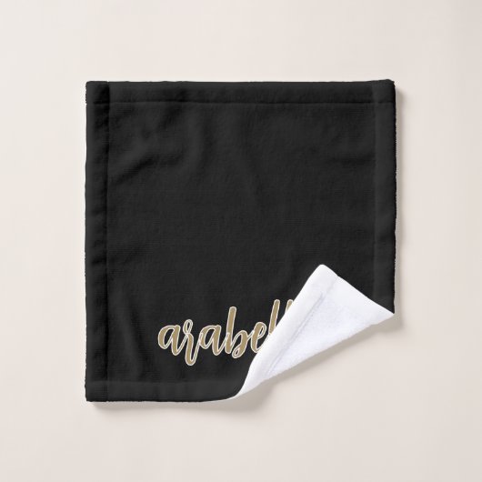 Design noir élégant avec script or (Gant de toilette)