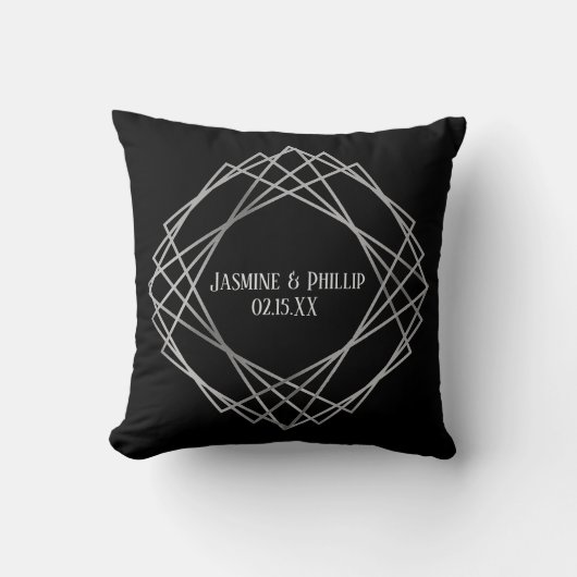 Design Noir & Gris Mid Mod - Coussin Carré (Recto)
