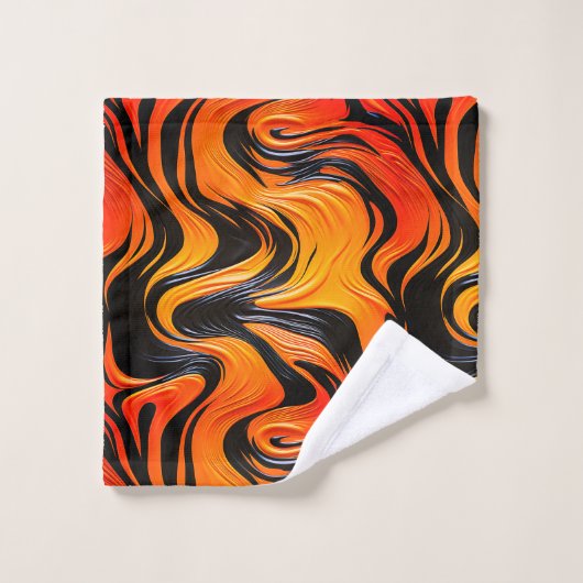 Design orange et noir (Gant de toilette)