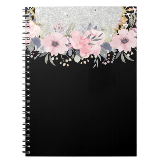 Design Own Girly Pink Floral Stationery Notitieboek (Voorkant)
