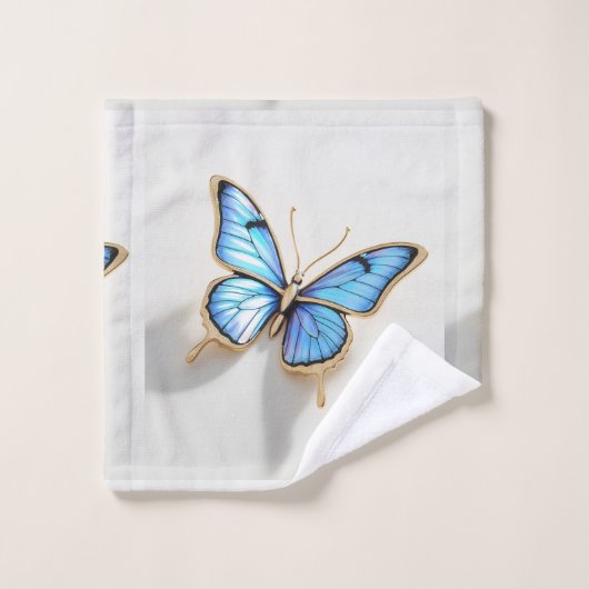Design Papillon bleu de luxe (Gant de toilette)
