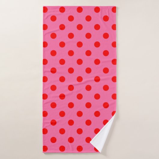 Design Pois rouge sur rose (Serviette de bain)