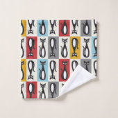 Design rétro de chat noir du milieu du 20e siècle (Gant de toilette)