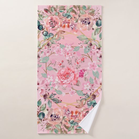 Design rose floral, couronne de fleurs roses (Serviette de bain)