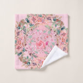 Design rose floral, couronne de fleurs roses (Gant de toilette)