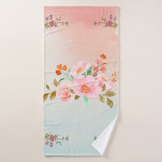 Design rose floral, Fleurs florissantes (Serviette de bain)