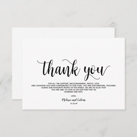 Design rustique élégant de mariage Carte de remerc (Devant / Derrière)