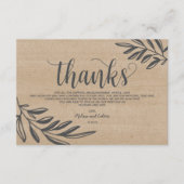 Design rustique mariage bio Carte de remerciements (Devant)