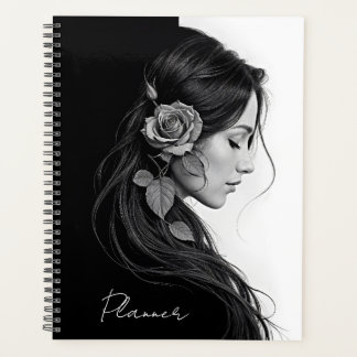 Design saisonnier noir blanc dramatique cheveux fl