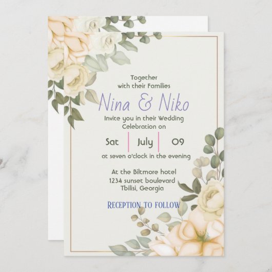 Design simple et élégant Invitation (Devant / Derrière)