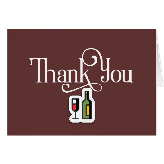 Design simple Merci avec Verre et Bouteille à vin (Devant horizontal)