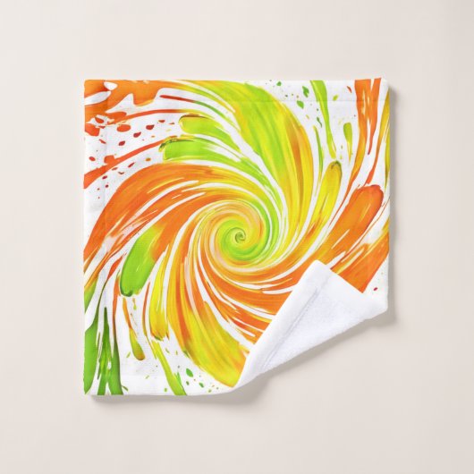Design spiral vert et orange (Gant de toilette)