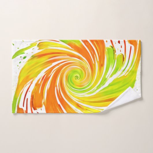 Design spiral vert et orange (Serviette à main)