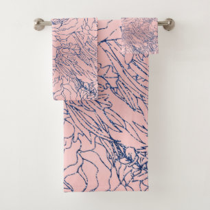 Design stylé métal marine bleu et rose floral