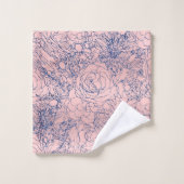 Design stylé métal marine bleu et rose floral (Gant de toilette)