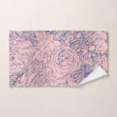 Design stylé métal marine bleu et rose floral (Serviette à main)