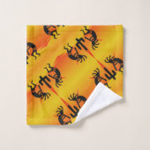 Design sud-ouest Kokopelli Jaune et Motif noir (Gant de toilette)