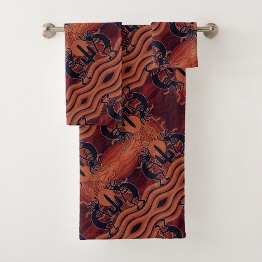 Design sud-ouest Kokopelli Orange et Motif noir (En situation)