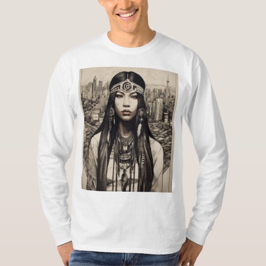 Design T-shirt de la Linework amérindienne (Devant)
