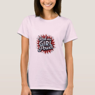 Design T-shirt Power Rouge, Blanc et Fille