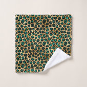 Design turquoise et Gold Leopard Series 14 (Gant de toilette)