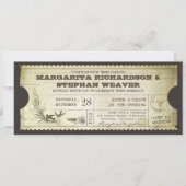 design unique vintage billet mariage invitations (Devant)