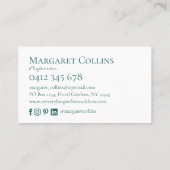 Design urbain moderne Nom personnalisé Carte de vi (Dos)