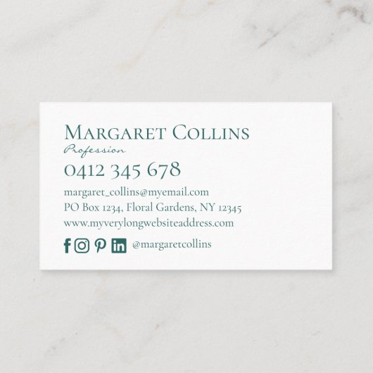 Design urbain moderne Nom personnalisé Carte de vi (Dos)