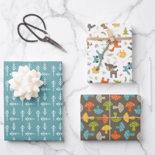 Design van bossen Verpakkingspapierset Inpakpapier Vel