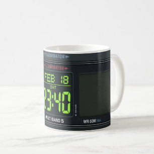 Design van digitaal horloge-achtergrond koffiemok