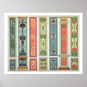 Design van het paneel, bord XII van "Modern Orname Poster