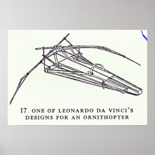 Design van Leonardo da Vinci voor een ornithopter Poster (Voorkant)
