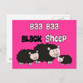 Design van zwarte schapen "Baa Baa Black Sheep" Briefkaart (Voorkant / Achterkant)