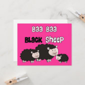 Design van zwarte schapen "Baa Baa Black Sheep" Kaart (Voorkant / Achterkant in situ)