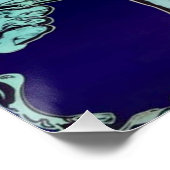 Design Wolf Poster d'Art brillant Bleu pourpre (Coin)