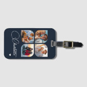 Design Your Own 4 Photo Personalized Name Bagagelabel (Voorkant (horizontaal))