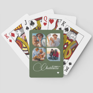 Design Your Own 4 Photo Personalized Name Pokerkaarten