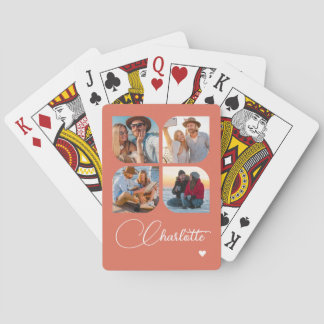 Design Your Own 4 Photo Personalized Name Pokerkaarten