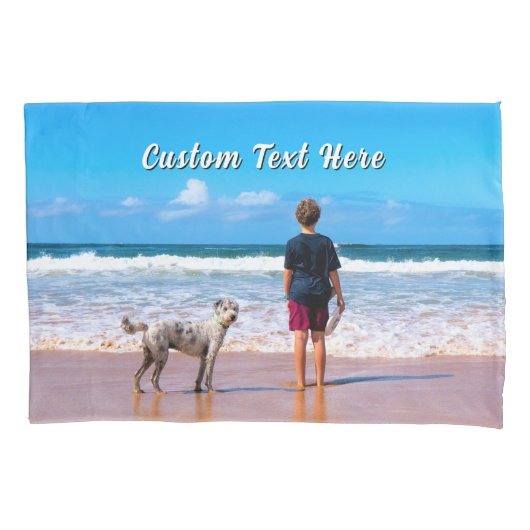 Design Your Own Pet Photo Pillow Cases Custom Text Kussensloop (Voorkant-Links)