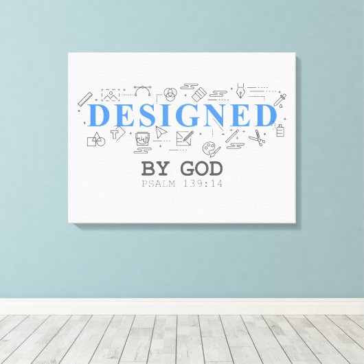 Designed By God – Men & Boys Christian Faith Psalm Canvas Afdruk (Insitu (Houten vloer))