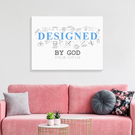 Designed By God – Men & Boys Christian Faith Psalm Canvas Afdruk (Insitu (Woonkamer))