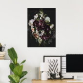Designed Dark Floral Poster Print (Thuiskantoor)