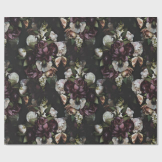 Designed Dark Floral Wrapping Paper Cadeaupapier
