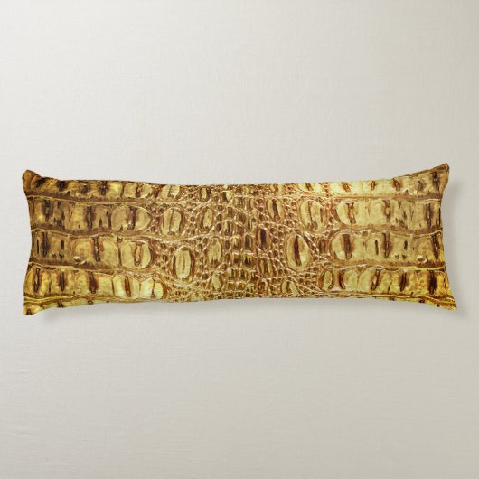 Designer Alligator Crocodile Skin Shiny Gold Body Lichaamskussen (Achterkant)