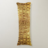 Designer Alligator Crocodile Skin Shiny Gold Body Lichaamskussen (Voorkant Verticaal)