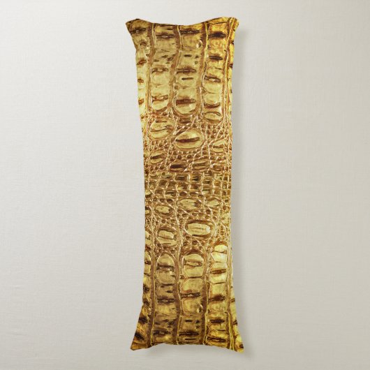 Designer Alligator Crocodile Skin Shiny Gold Body Lichaamskussen (Voorkant Verticaal)