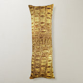 Designer Alligator Crocodile Skin Shiny Gold Body Lichaamskussen (Achterkant (Verticaal))