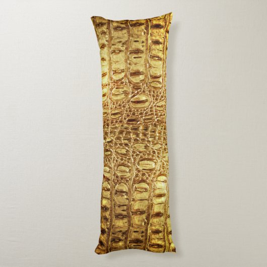 Designer Alligator Crocodile Skin Shiny Gold Body Lichaamskussen (Achterkant (Verticaal))