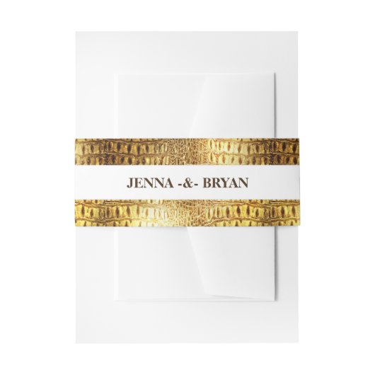 Designer Alligator Crocodile Skin Shiny Gold Brown Uitnodigingen Wikkel (Voorkant Voorbeeld)